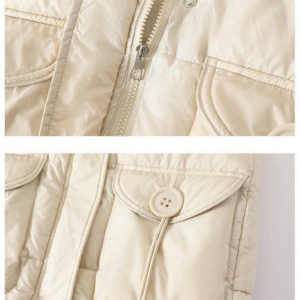 Women's Winter Puffer Vest Stand Collar Sleeveless Short Coat with Pockets