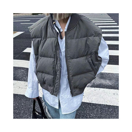Women's Winter Puffer Vest Zip Up Sleeveless Short Coat with Pockets
