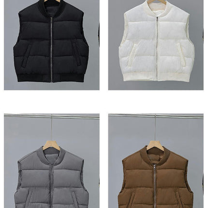 Women's Winter Puffer Vest Zip Up Sleeveless Short Coat with Pockets