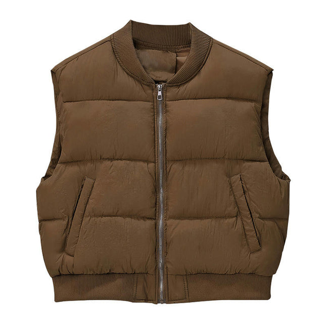 Women's Winter Puffer Vest Zip Up Sleeveless Short Coat with Pockets