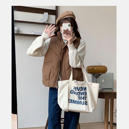 Womens Puffer Vest Stand Collar Sleeveless Zip Up Jacket Outwear