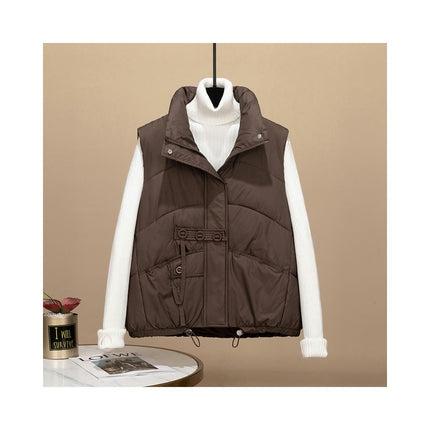 Women's Winter Puffer Vest Stand Collar Sleeveless Short Jacket Outerwear