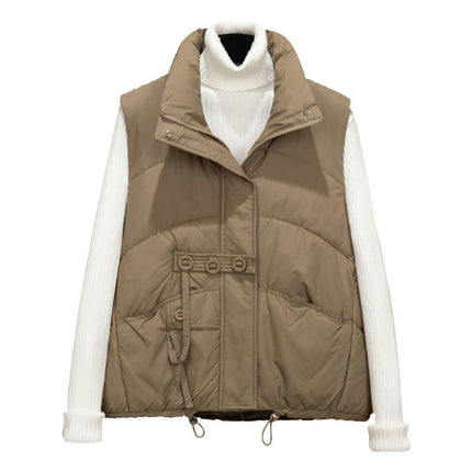 Women's Winter Puffer Vest Stand Collar Sleeveless Short Jacket Outerwear