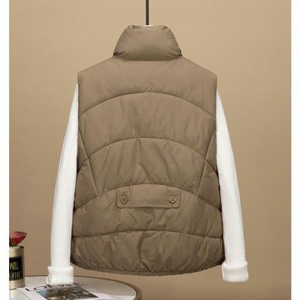 Women's Winter Puffer Vest Stand Collar Sleeveless Short Jacket Outerwear