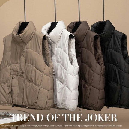 Women's Winter Puffer Vest Stand Collar Sleeveless Short Jacket Outerwear