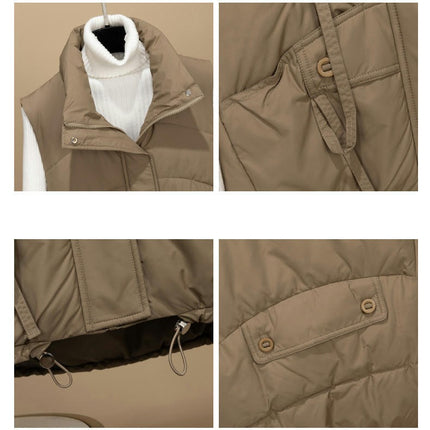 Women's Winter Puffer Vest Stand Collar Sleeveless Short Jacket Outerwear