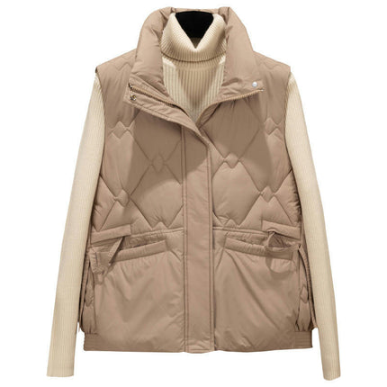 Puffer Vest for Women Sleeveless Winter Outerwear Warm Stand Collar Coat with Pockets