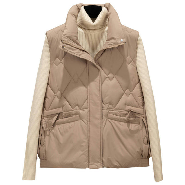 Puffer Vest for Women Sleeveless Winter Outerwear Warm Stand Collar Coat with Pockets