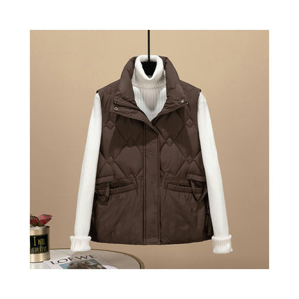 Puffer Vest for Women Sleeveless Winter Outerwear Warm Stand Collar Coat with Pockets