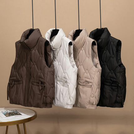 Puffer Vest for Women Sleeveless Winter Outerwear Warm Stand Collar Coat with Pockets