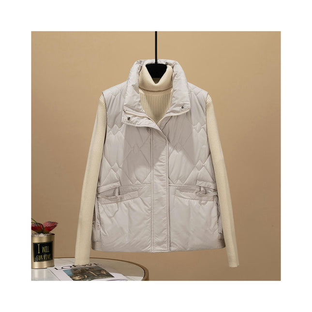 Puffer Vest for Women Sleeveless Winter Outerwear Warm Stand Collar Coat with Pockets