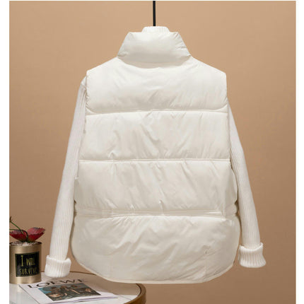Womens Zip Up Winter Puffer Vest Stand Collar Sleeveless Padded Jacket Coat