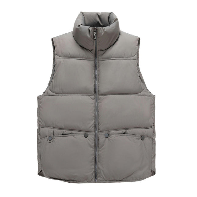 Womens Zip Up Winter Puffer Vest Stand Collar Sleeveless Padded Jacket Coat