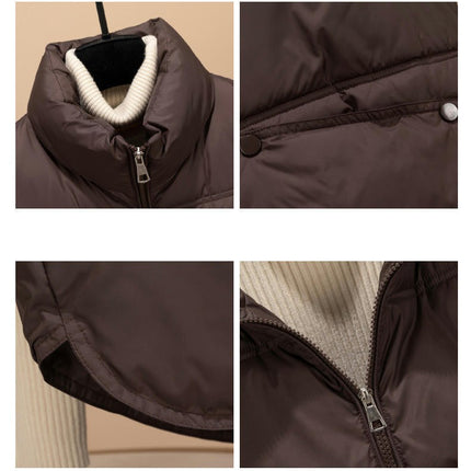 Womens Zip Up Winter Puffer Vest Stand Collar Sleeveless Padded Jacket Coat