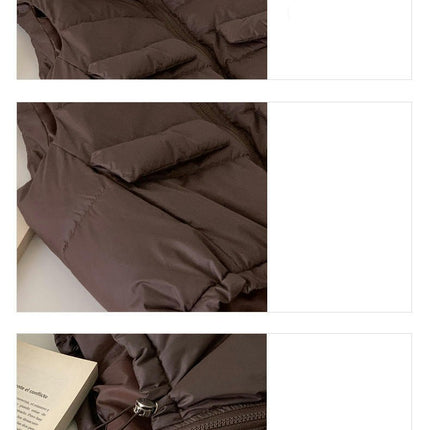 Women's Cropped Puffer Vest Sleeveless Stand Collar Outerwear Warm Padded Gilet