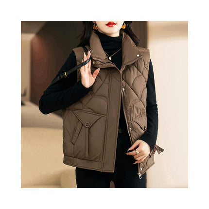 Women's Casual Outerwear Puffer Vest Zip Up Padded Gilet Sleeveless Coats with Pockets