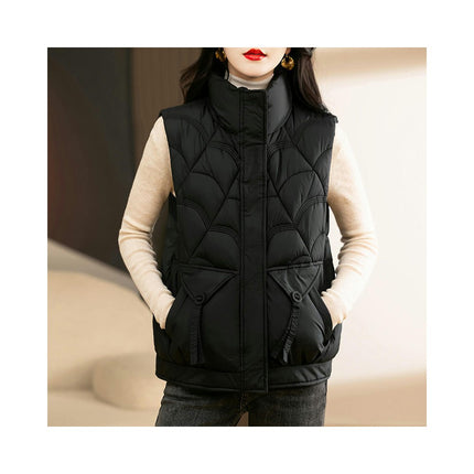 Women's Casual Outerwear Puffer Vest Zip Up Padded Gilet Sleeveless Coats with Pockets