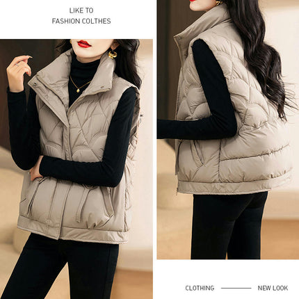 Women's Casual Outerwear Puffer Vest Zip Up Padded Gilet Sleeveless Coats with Pockets