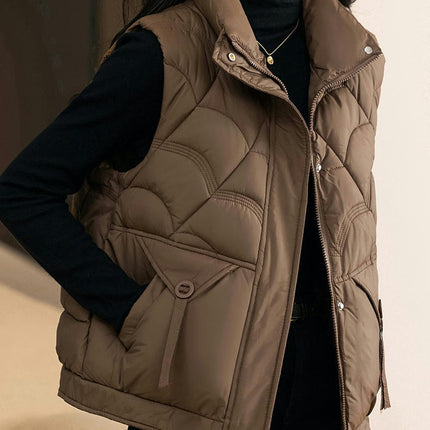 Women's Casual Outerwear Puffer Vest Zip Up Padded Gilet Sleeveless Coats with Pockets