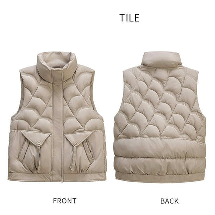 Women's Casual Outerwear Puffer Vest Zip Up Padded Gilet Sleeveless Coats with Pockets