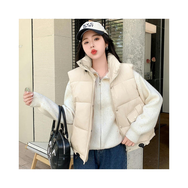 Womens Zip Up Sleeveless Puffer Vest Stand Collar Padded Jacket Coat