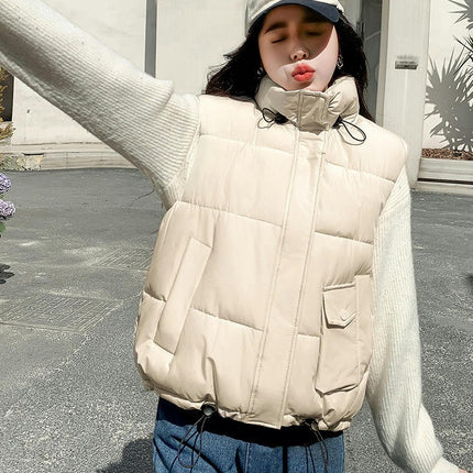 Womens Zip Up Sleeveless Puffer Vest Stand Collar Padded Jacket Coat