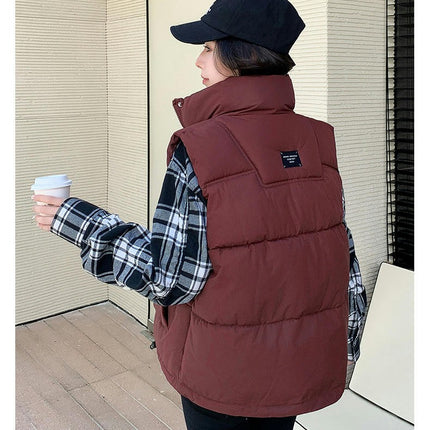 Womens Zip Up Sleeveless Puffer Vest Stand Collar Padded Jacket Coat