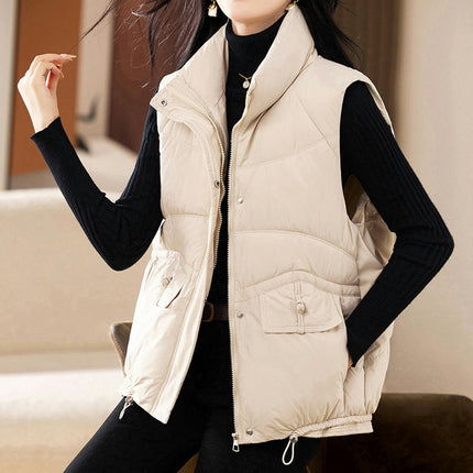 Women Padded Puffer Vest Stand Collar Zip Up Gilet Coats with Pockets