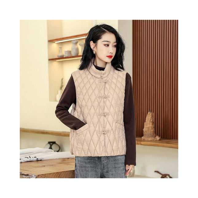 Women's Quilted Puffer Vest Lightweight Sleeveless Stand Collar Jackets Warm Gilet