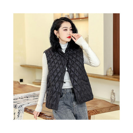 Women's Quilted Puffer Vest Lightweight Sleeveless Stand Collar Jackets Warm Gilet