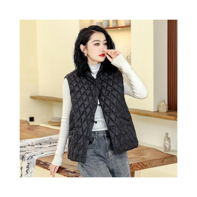 Women's Quilted Puffer Vest Lightweight Sleeveless Stand Collar Jackets Warm Gilet