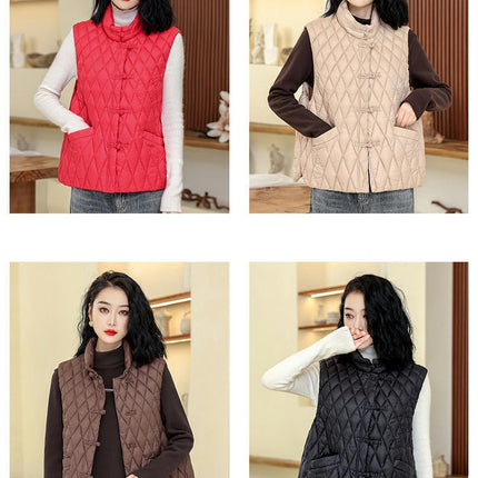 Women's Quilted Puffer Vest Lightweight Sleeveless Stand Collar Jackets Warm Gilet