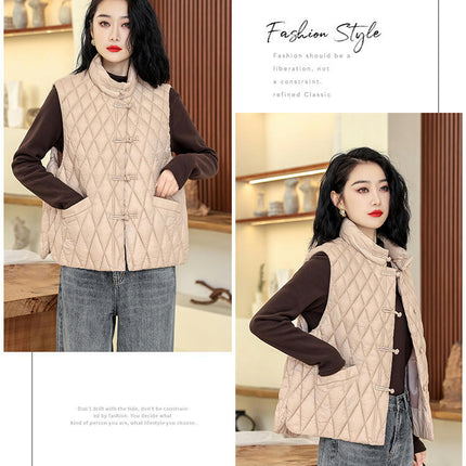 Women's Quilted Puffer Vest Lightweight Sleeveless Stand Collar Jackets Warm Gilet