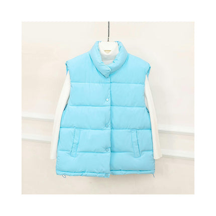 Womens Quilted Puffer Vest Padded Warm Winter Jacket Stand Collar Gilet