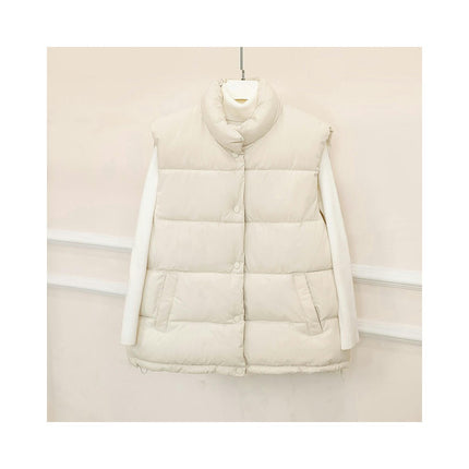 Womens Quilted Puffer Vest Padded Warm Winter Jacket Stand Collar Gilet