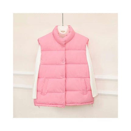 Womens Quilted Puffer Vest Padded Warm Winter Jacket Stand Collar Gilet