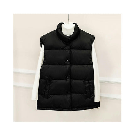 Womens Quilted Puffer Vest Padded Warm Winter Jacket Stand Collar Gilet
