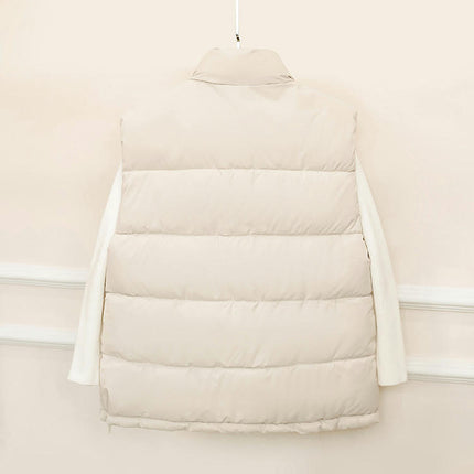 Womens Quilted Puffer Vest Padded Warm Winter Jacket Stand Collar Gilet