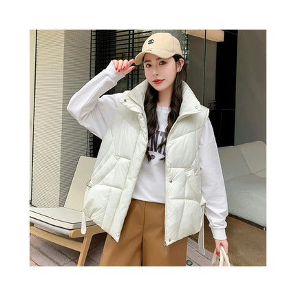Women Puffer Vest Sleeveless Winter Zip Up Outerwear Warm Stand Collar Padded Gilet