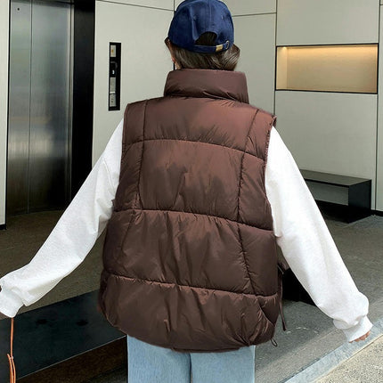 Women Puffer Vest Sleeveless Winter Zip Up Outerwear Warm Stand Collar Padded Gilet