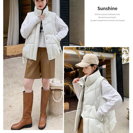 Women Puffer Vest Sleeveless Winter Zip Up Outerwear Warm Stand Collar Padded Gilet