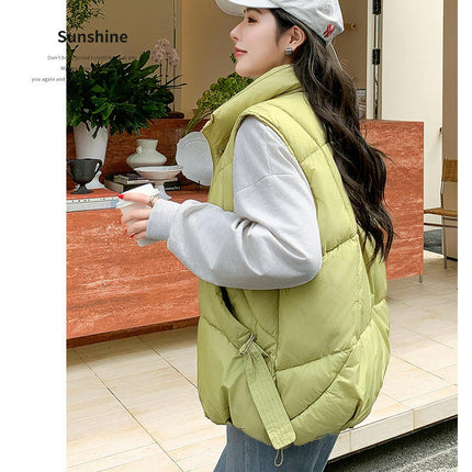 Women Puffer Vest Sleeveless Winter Zip Up Outerwear Warm Stand Collar Padded Gilet