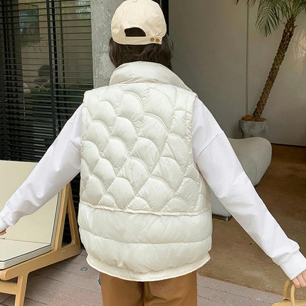 Women's Sleeveless Zip Up Puffer Vest Stand Collar Winter Padded Gilet Jacket