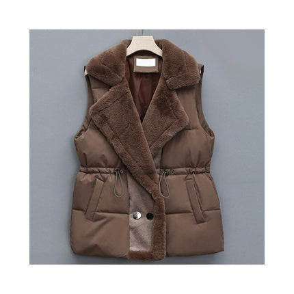 Women's Fleece Puffer Vest Sleeveless Winter Warm Puffer Jacket Outerwear