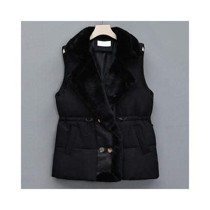 Women's Fleece Puffer Vest Sleeveless Winter Warm Puffer Jacket Outerwear