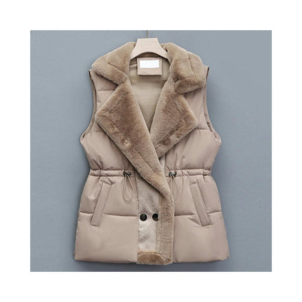 Women's Fleece Puffer Vest Sleeveless Winter Warm Puffer Jacket Outerwear