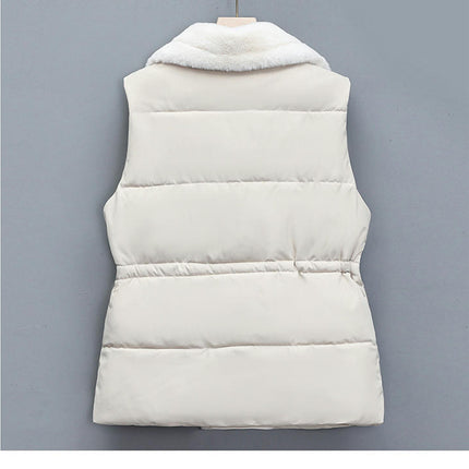 Women's Fleece Puffer Vest Sleeveless Winter Warm Puffer Jacket Outerwear