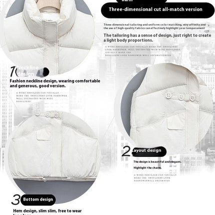 Women's Cropped Zip Up Puffer Vest Stand Collar Sleeveless Outerwear with Pockets