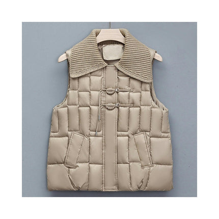Women's Winter Puffer Vest Quilted Zip Up Padded Gilet Coat with Pockets