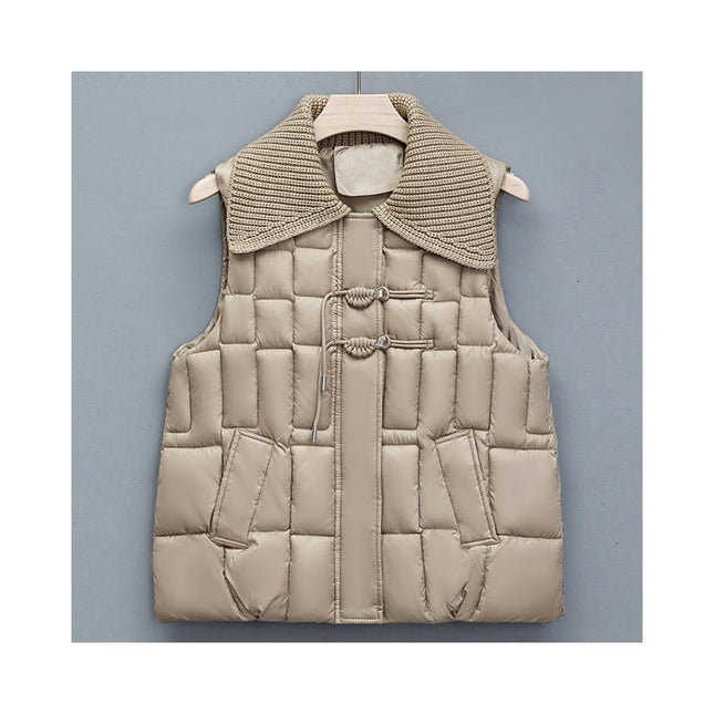 Women's Winter Puffer Vest Quilted Zip Up Padded Gilet Coat with Pockets